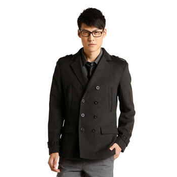 Jack Jones/杰克琼斯 外套毛人字纹双排扣开叉西服C(深灰|211408014101195/112A/XXXL