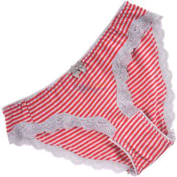 棉花共和国 Cotton RepubLic 蕾丝条纹 女式三角内裤 51111117 红色 XL
