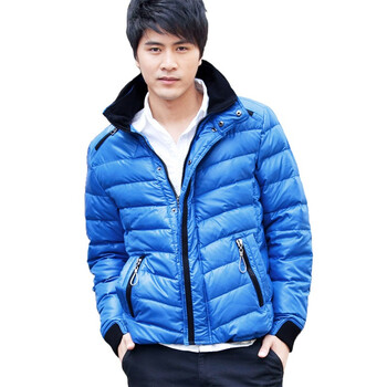 诠渡良品trenduality 2011冬装时尚保暖男士直筒连帽羽绒服#81511 宝蓝色 XXL
