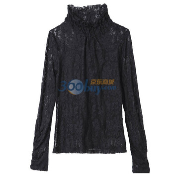 O.SA2012春装新款女装大码蕾丝打底衫长袖T恤ST13164 黑色 XL