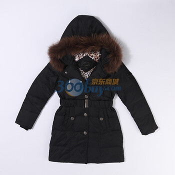 波司登羽绒服 女修身腰带休闲中长款 BR1926 黑色 185/104A(XXXL)