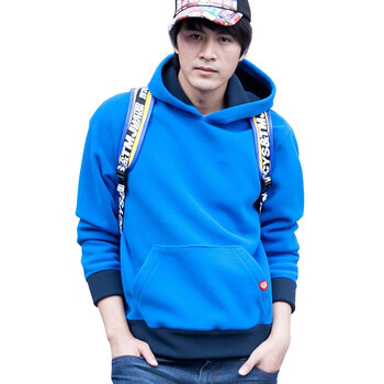 诠渡良品trenduality 男士纯色情侣套头连帽休闲卫衣#TD060 宝蓝色 XXL