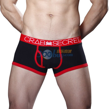 CrabSecret螃蟹秘密【城市系列】性感撞色3D高端舒适平角男士内裤 红边黑底 XXL