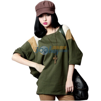 韩都衣舍 韩国卫衣春季新品新年春装女拼接长款圆领女卫衣YK0159 卡其色 均码
