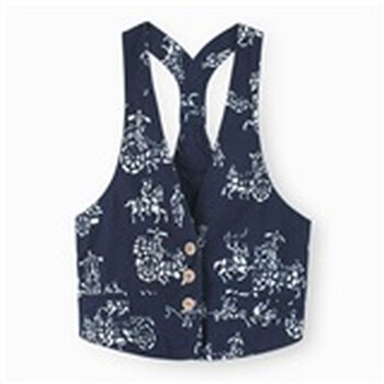 初刻CRUCCO 女装 蓝印花v领女马夹 00006641 蓝色 M