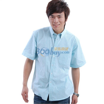 怡致VISZS 男装水洗时尚短袖泡泡衫 HB110560 天蓝色 45/4XL