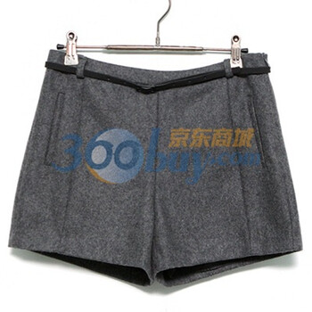 时尚起义 冬装韩国进口简单毛呢保暖高腰短裤 女569029 灰色 M