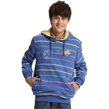 彬伊奴bindwood春季新品 韩版潮人男装连帽条纹卫衣薄外套103613 彩兰 XXL