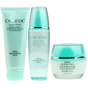CHCEDO自然堂 【活泉补水3件套 混油】 洁面膏 泡沫型110g+精华水 清爽型135ml+补水霜50g(混合)
