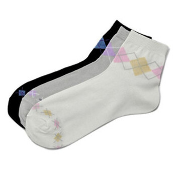 乐为袜子女士夏薄短筒袜子纯棉菱形格丝光棉休闲袜子(4双套装)L10FE113