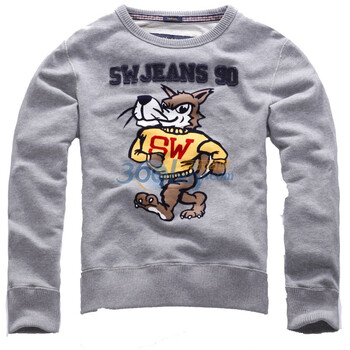 七匹狼SWJEANS休闲长袖卫衣171160601222 浅灰色 XXL