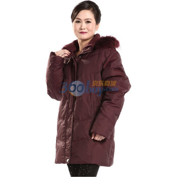 2011新款 康博羽绒服 女中老年毛帽短款面包 KB1130 红色 185/104A(XXXL)