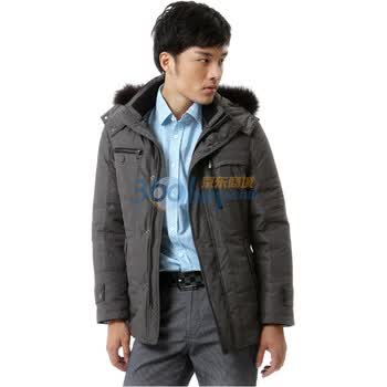 蓝冰 水波纹休闲（可脱卸）一手长 羽绒服 ^@^BB57530 咖啡灰 185/100A(XL)