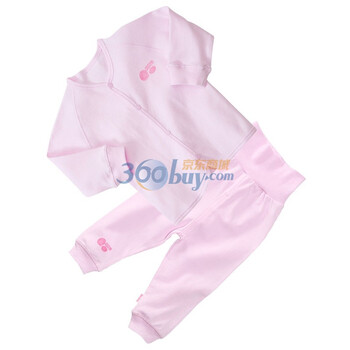 贝贝怡（bornbay）BB306-503 宝宝服 前开扣上衣 高腰护肚 婴儿童装内衣套装 淡粉 90码