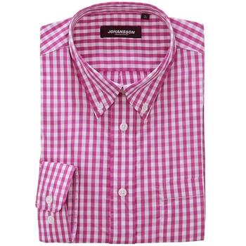 约翰逊JOHANSSON新款纯棉男士浪漫格纹长袖衬衫J11SS1003-2 红色 XXL