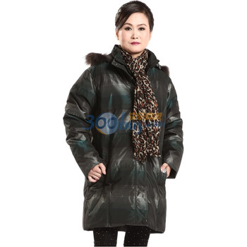 2011新款 康博羽绒服 女中老年毛帽中款面包 KB1132 黑色 185/104A(XXXL)