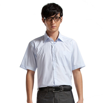 柒牌 SEVEN男装2012春夏季商务休闲正统短袖衬衫E99A307154 清新蓝 44