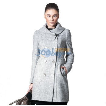 INSUN恩裳女装女大衣纯色翻领99680500 灰色 XL
