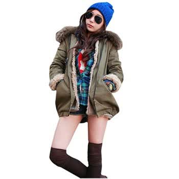 韩都衣舍 韩国外套春季新品新年春装女五分袖长款毛呢外套DQ0170 棕色 M