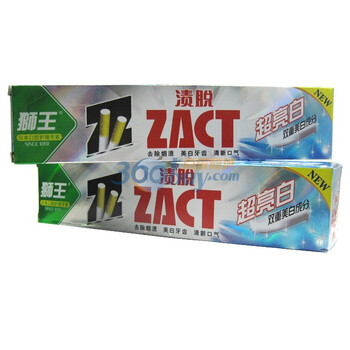狮王牙膏ZACT渍脱牙膏 超亮白150g 2支装