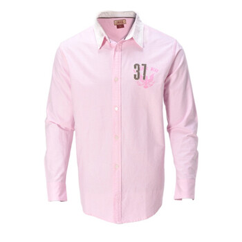 IZOD 新品纯棉字母小尖领长袖宽松男休闲衬衫 3061912109403粉色XXL(185/102A)