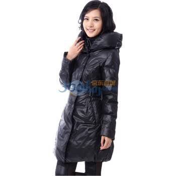 新品 雅鹿 时尚印花女中长款羽绒服 ^@^YM10510 黑色 XXXL