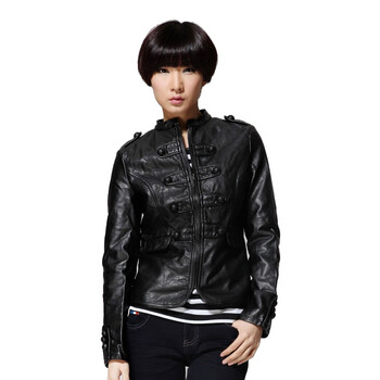 唐狮Tonlion女装皮夹克外套#111321052129 黑色 XL