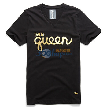 Giordano佐丹奴 T恤 男Hello queen 格子皇冠T恤 01091074 黑色 L