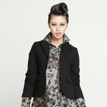 伊思君凯ESBACK 女士优雅休闲短西服1500230SCA358 黑色 M