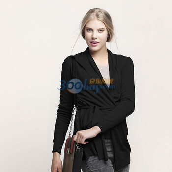 格致 2011秋冬新品 披肩毛衫毛衣外套女51320303112配腰带 纯黑 均码