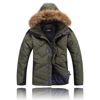 valianly 2011新款男款羽绒服 拼色貉子帽毛防水防风透气保暖面料2166军绿54/XXL/185