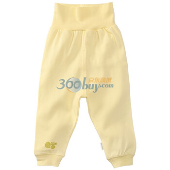 贝贝怡 新生儿衣服宝宝裤子/秋裤纯棉婴儿高腰护肚裤503 淡黄 90码