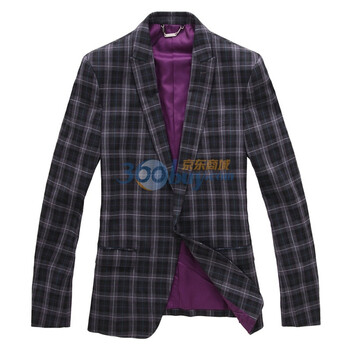 2012春装 新款 GLM男装黑灰色调一粒扣格纹西装063021009 灰色 XL
