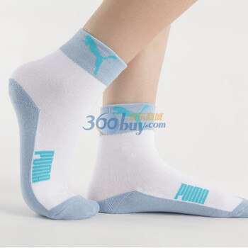 PUMA 彪马 休闲运动短袜 女款提花精梳棉袜子 漂白-粉蓝 23-25cm