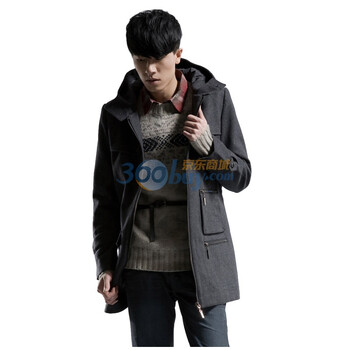 圣迪奥sdeerhe 男装 冬几何拼接羊毛呢大衣灰0471810 深灰色 XXL