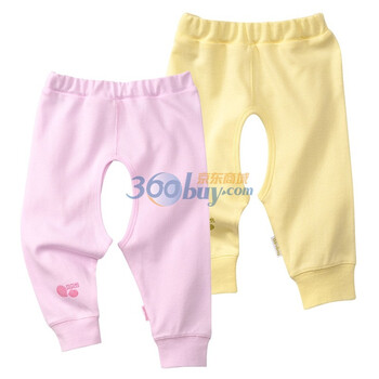 贝贝怡（bornbay） 2J505 宝宝服 可调腰开档裤 婴儿童装内衣2件组合装 淡粉和淡黄 66码