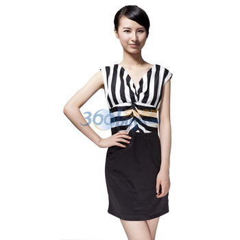 Entralady/音曲女装 2012夏季新款连衣裙 女装连衣裙 YYXL086 条纹 XL
