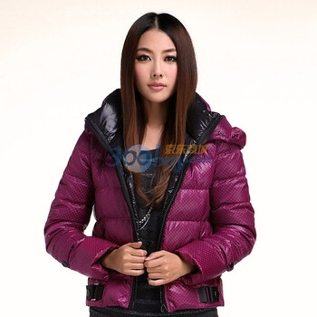 秋水伊人2011冬季新品时尚圆点带帽修身羽绒服614015016 红咖 XL