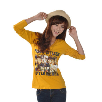 【PARGO佩戈】2011秋装新款 女装圆领长袖T恤5016 黄色 M