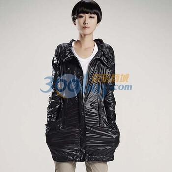 自然逸2011秋装新款女主播修身薄款亮面风衣 112F028 黑色 L