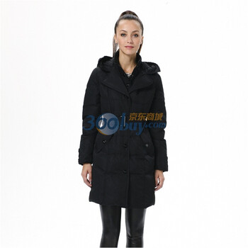 波司登 2011新款 羽绒服 女 单排扣花边帽小圆点暗纹 BR2324 黑色 185/104A(XXXL)