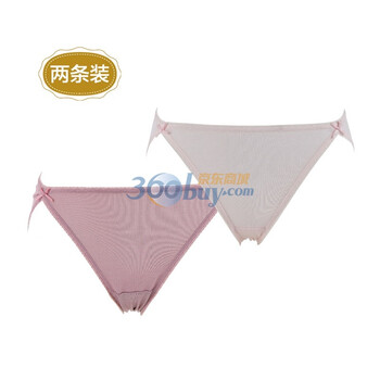 金三塔NZW069 100%桑蚕丝针织超舒感极细针包臀低腰三角比基尼内裤两条装 粉紫色加肉色 XL