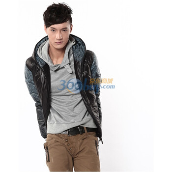 波司登11新款 羽绒服 男印花连帽短款 SRD1105 青色 190/104A(XXL)