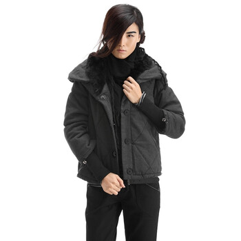 纳帕佳 Lapargay 翻毛领羊毛棉服女保暖外套L304146 灰色 L