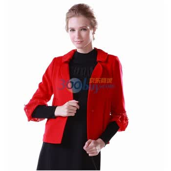 伊芙心悦雅致蕾丝短款大衣W664C318原价2680 红色 XL
