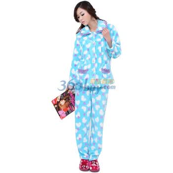 百伶妈妈春装新款孕妇家居服套装珊瑚绒孕妇睡衣月子服11337套头 蓝色 L