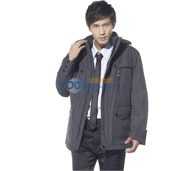 蓝冰 男士罗纹领商务一手长 羽绒服 ^@^BA55050 墨灰 4XL