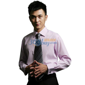 V3 MAN 新春新款 细纹法式袖扣款 男士长袖 正装衬衫31934021-025/31934012-026（无袖扣） 粉蓝 42