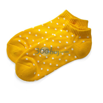 Giordano佐丹奴 袜 女趣味波点毛圈底防滑船袜 01451504 黄色 均码