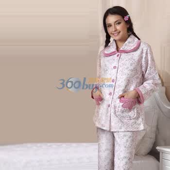 苏泽尔优雅小碎花夹层中厚<em>睡衣</em>家居服48061 